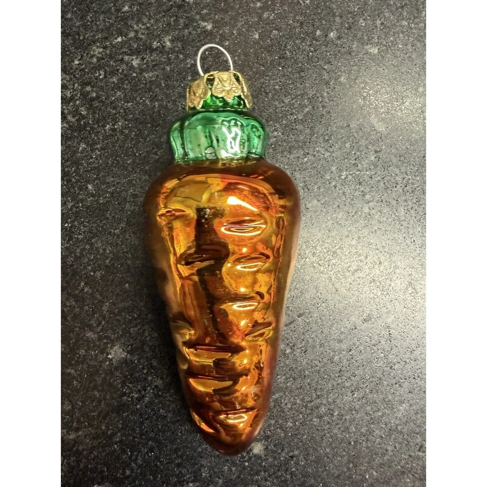 Vintage Blown Glass Vegetable Christmas Ornaments Set of 3 Carrot Pepper Corn 4
